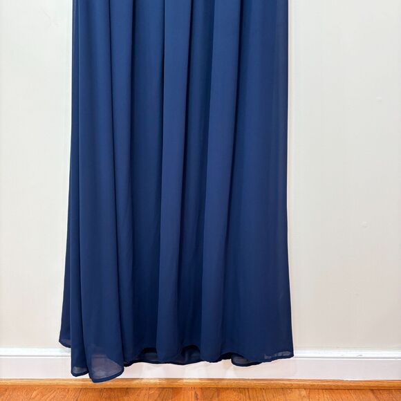 Lulus Navy Blue Crochet Lace Maxi Dress L Open Back Sexy Bridesmaid Wedding - Picture 4 of 15